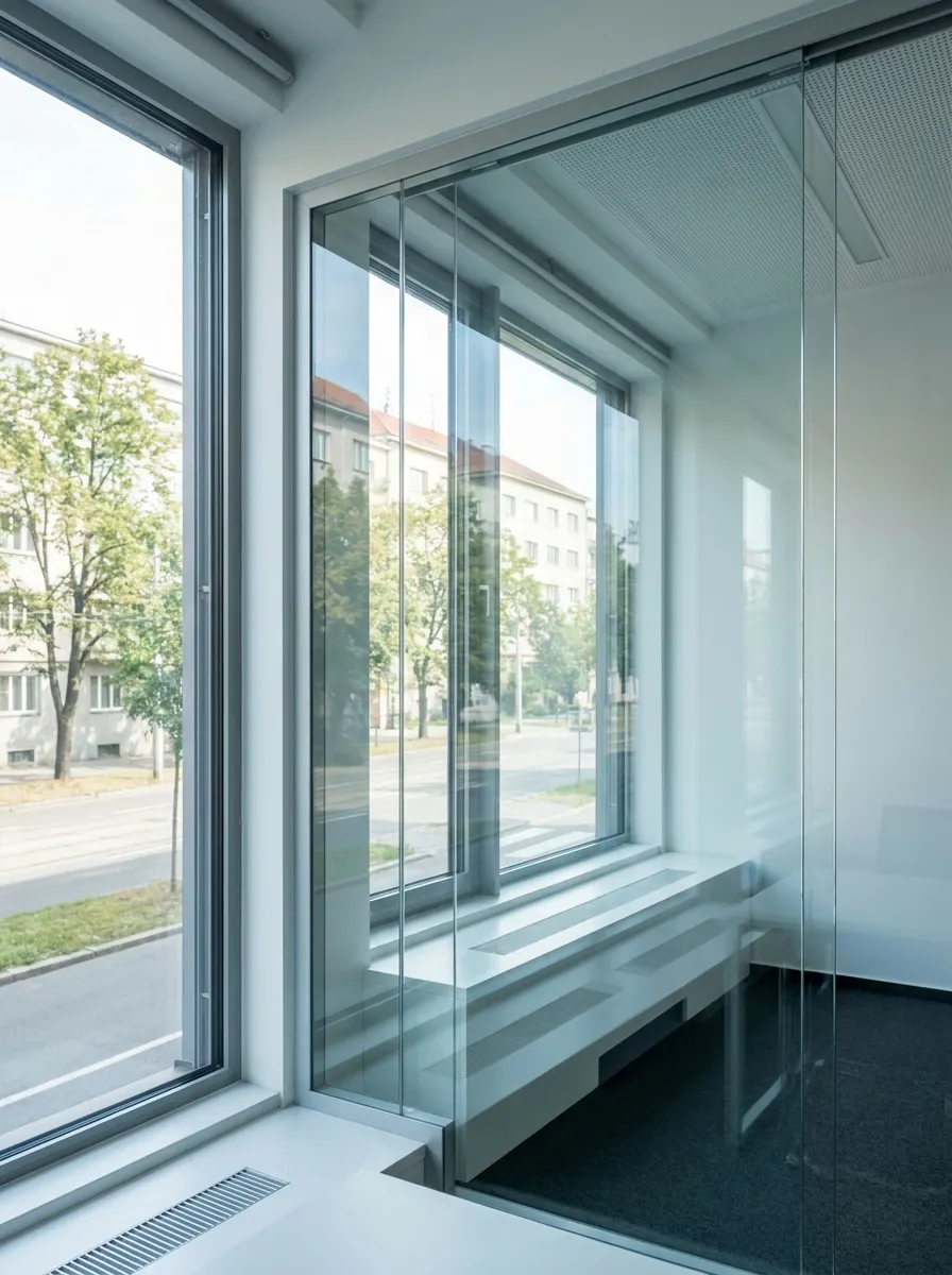 Mytí oken a prosklených ploch — reálné prostory, MI-facility Brno
